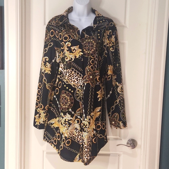 Bodycon Long Sleeve Button Front Shirt Dress - Picture 1 of 6